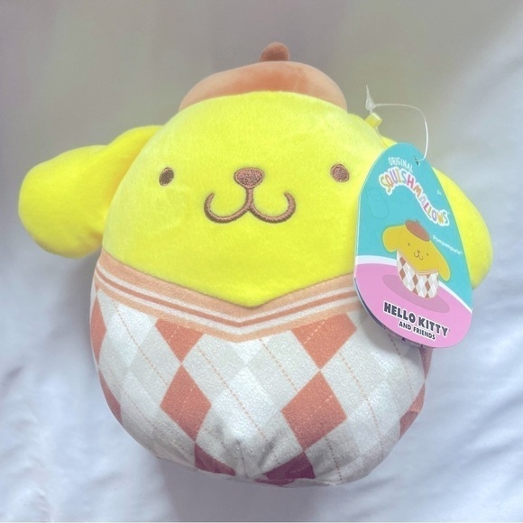 7"  Squishmallows Hello Kitty Plaid Pompompurin - Picture 2 of 8